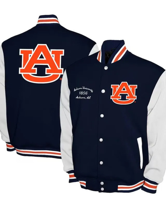 Auburn Tigers Fleece Navy and White Varsity Jacket