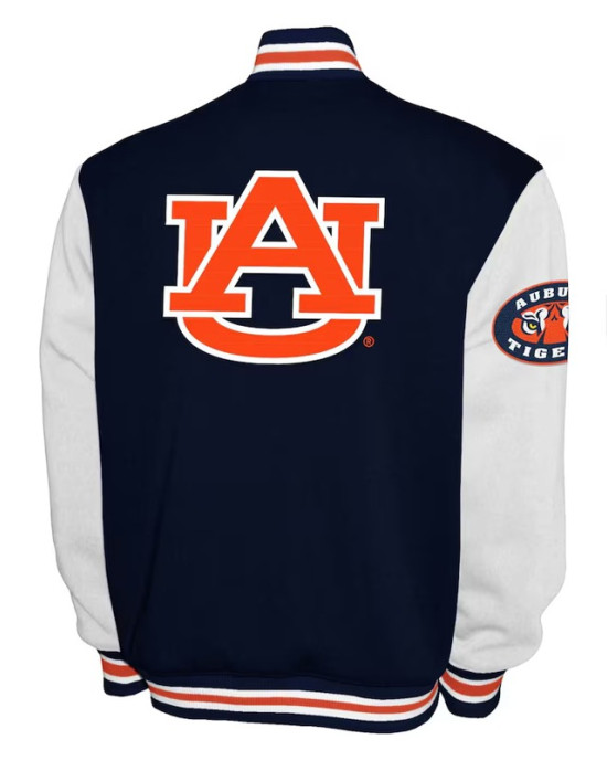 Auburn Tigers Fleece Navy and White Varsity Jacket