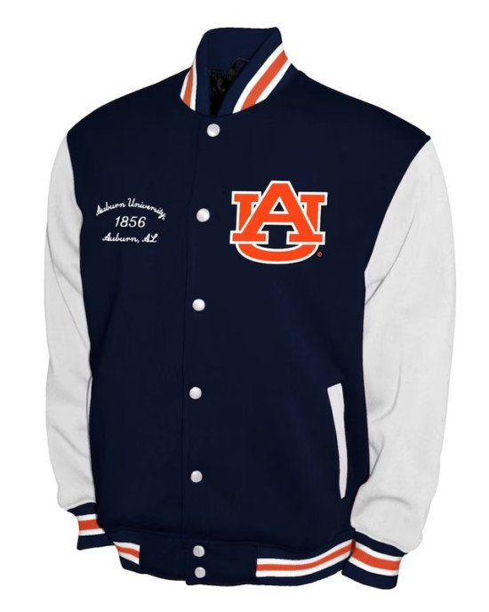 Auburn Tigers Fleece Navy and White Varsity Jacket