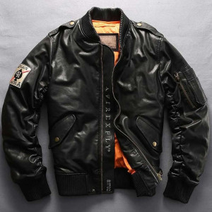 Avirex Ace of Spades Casual Bomber Leather Jacket