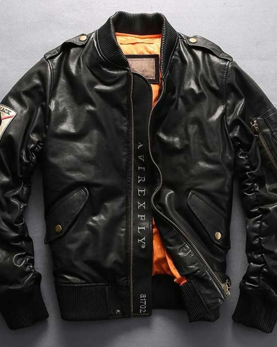 Avirex Ace of Spades Casual Bomber Leather Jacket Avirex Ace of Spades Casual Bomber Leather Jacket