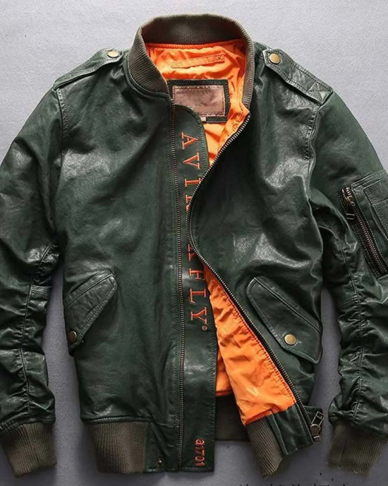Avirex Ace of Spades Casual Bomber Leather Jacket Avirex Ace of Spades Casual Bomber Leather Jacket