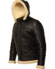B3 Shearling Removable Hood Black Jacket