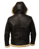 B3 Shearling Removable Hood Black Jacket
