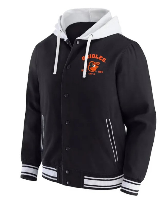 Baltimore Orioles Black Cotton Hooded Jacket Baltimore Orioles Black Cotton Hooded Jacket