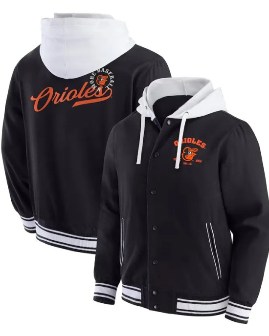 Baltimore Orioles Black Cotton Hooded Jacket Baltimore Orioles Black Cotton Hooded Jacket