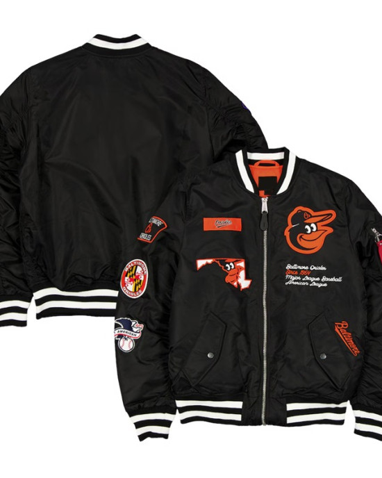 Baltimore Orioles Full-Zip Black Bomber Jacket