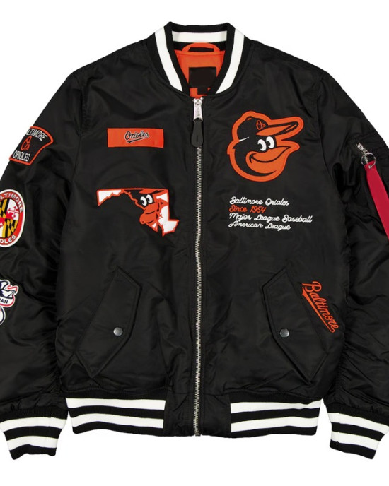 Baltimore Orioles Full-Zip Black Bomber Jacket