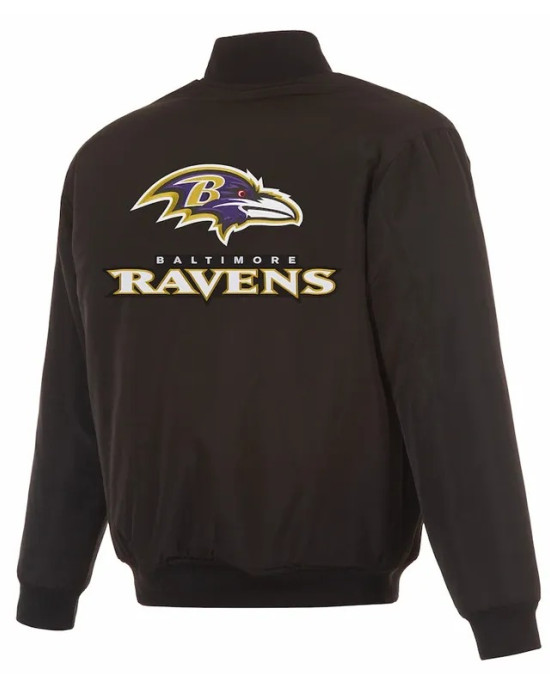 Baltimore Ravens Black/Gray Full-Zip Reversible Flight Jacket Baltimore Ravens Black/Gray Full-Zip Reversible Flight Jacket