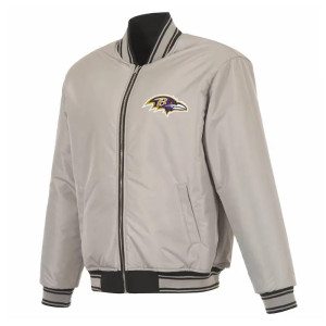 Baltimore Ravens Black/Gray Full-Zip Reversible Flight Jacket