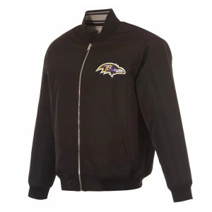 Baltimore Ravens Black/Gray Full-Zip Reversible Flight Jacket
