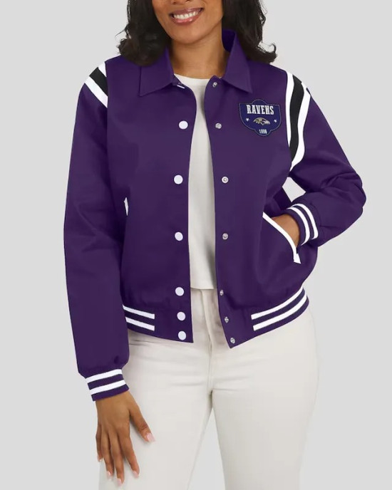 Baltimore Ravens Lightweight Purple Varsity Satin Jacket