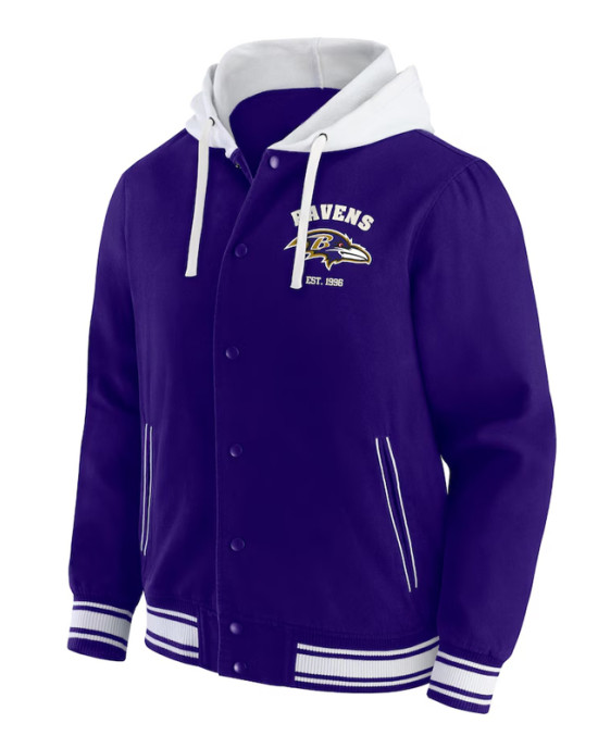 Baltimore Ravens Purple Cotton Hooded Jacket