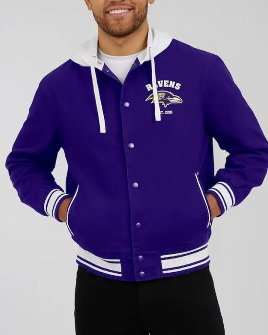 Baltimore Ravens Purple Cotton Hooded Jacket