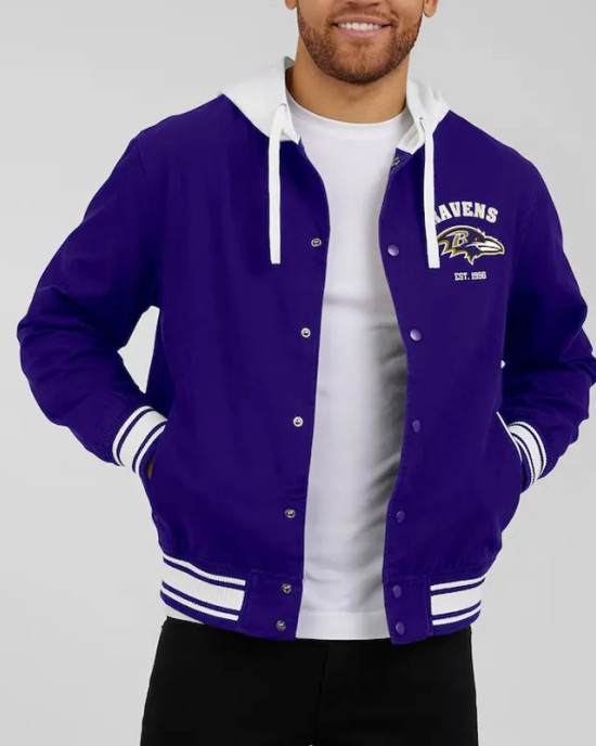 Baltimore Ravens Purple Cotton Hooded Jacket
