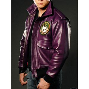 Batman Joker Goon Purple Bomber Leather Jacket