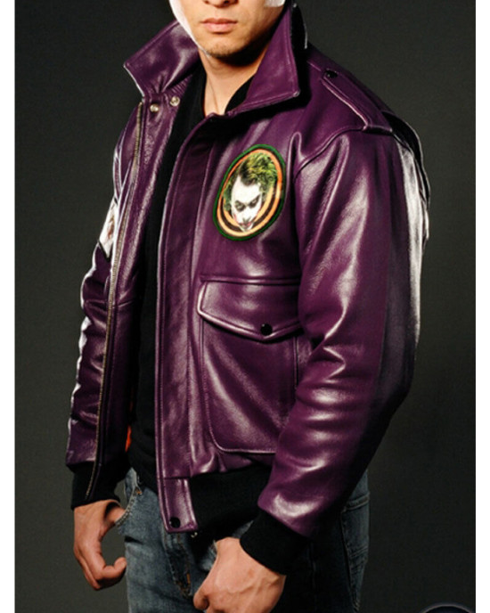 Batman Joker Goon Purple Bomber Leather Jacket