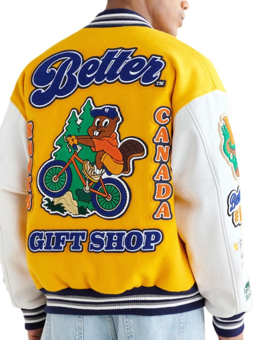 Better Gift Shop Buddy Yellow and White Varsity Jacket