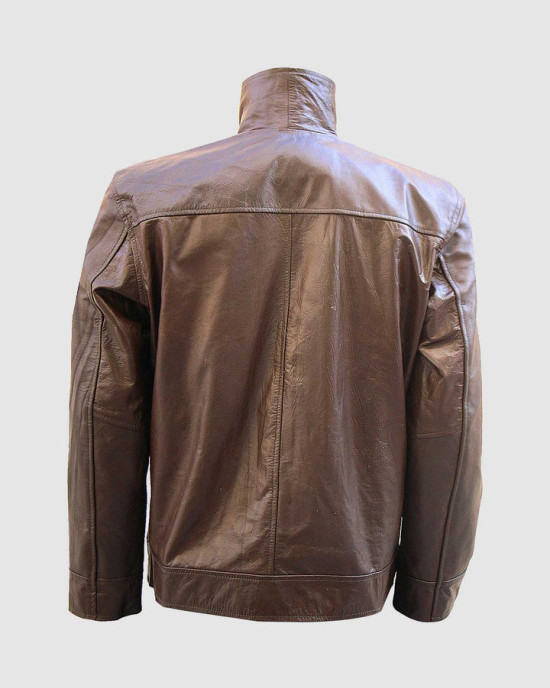 Biker Leather Jacket in Brown