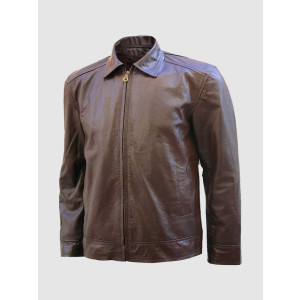 Biker Leather Jacket in Brown