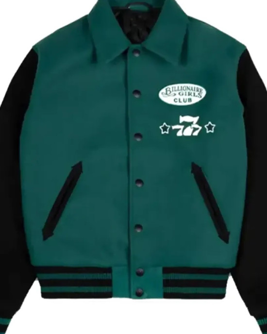 Billionaire Girls Club Dice Green Varsity Jacket Billionaire Girls Club Dice Green Varsity Jacket