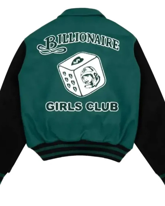 Billionaire Girls Club Dice Green Varsity Jacket Billionaire Girls Club Dice Green Varsity Jacket