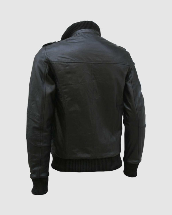 Black Bomber Leather Jacket