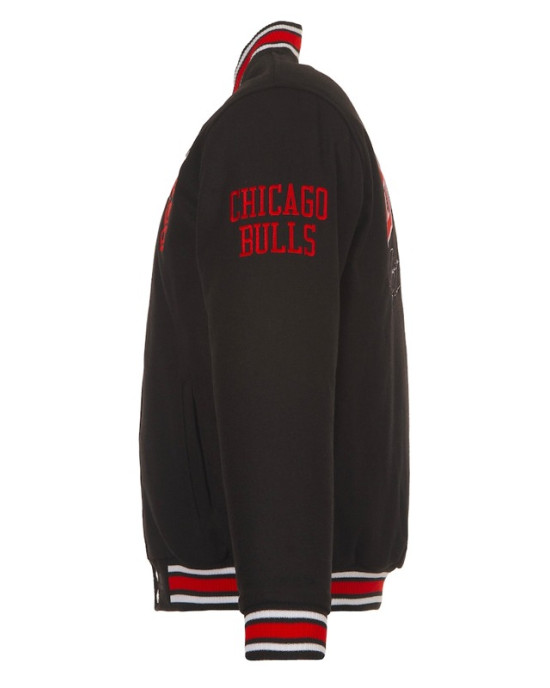 Black Full-Snap Chicago Bulls Wool Varsity Jacket