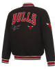 Black Full-Snap Chicago Bulls Wool Varsity Jacket