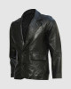 Black Leather Blazer with 2 Buttons