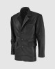 Black Leather Coat with 3 Buttons