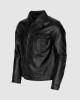 Black Leather Jacket for Men with Folded Collar
