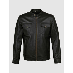 Black Leather Jacket with 4 Pockets