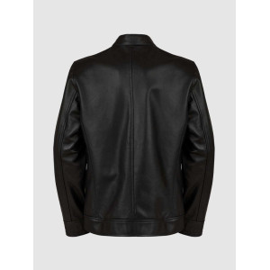 Black Leather Jacket with 4 Pockets