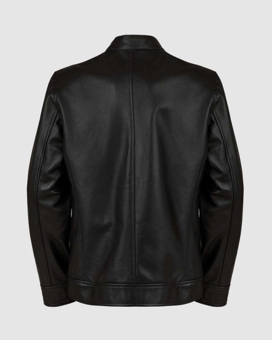 Black Leather Jacket with 4 Pockets