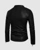 Black Leather Jacket with Small Collar