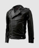 Black Leather Jacket with Zipper