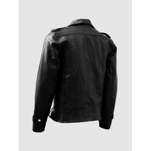 Black Leather Jacket with Zipper