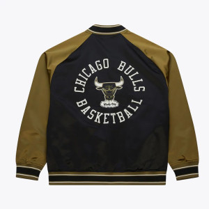 Black/Olive Chicago Bulls Double Clutch Satin Jacket