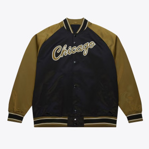 Black/Olive Chicago Bulls Double Clutch Satin Jacket