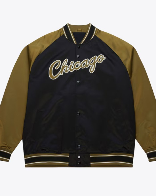 Black/Olive Chicago Bulls Double Clutch Satin Jacket