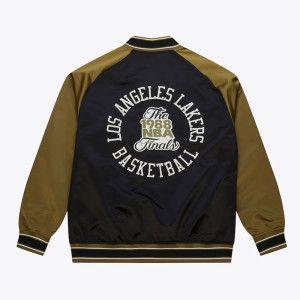 Black/Olive Los Angeles Lakers Double Clutch Satin Jacket