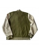 Black Pike Olive Green and Cream Varsity Jacket