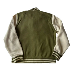 Black Pike Olive Green and Cream Varsity Jacket