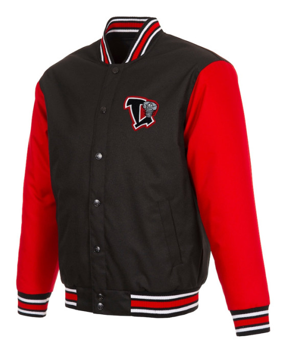 Black/Red Lansing Lugnuts Poly-Twill Full-Snap Jacket