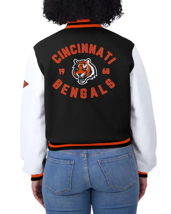 Black/White Cincinnati Bengals Varsity Full-Zip Jacket