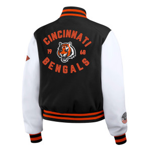 Black/White Cincinnati Bengals Varsity Full-Zip Jacket
