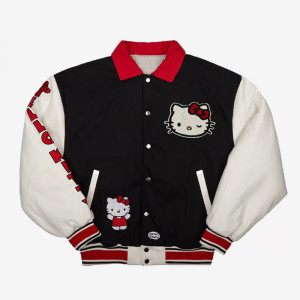 Black/White Hello Kitty Dumbgood Varsity Wool/Leather Jacket Black/White Hello Kitty Dumbgood Varsity Wool/Leather Jacket