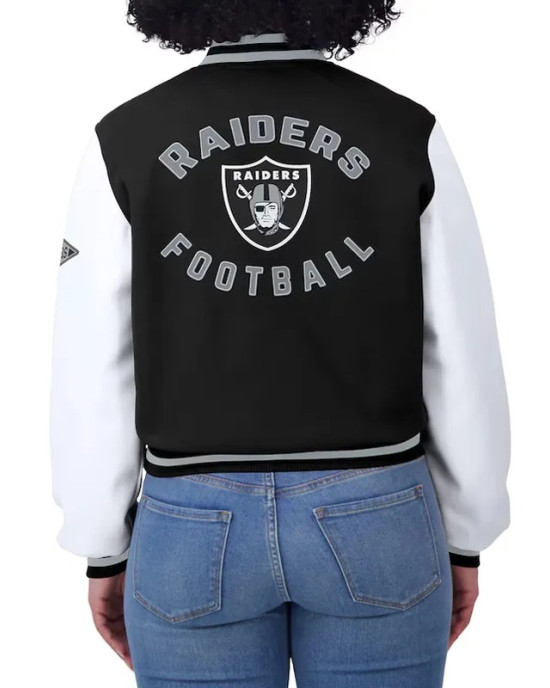 Black/White Las Vegas Raiders Varsity Full-Zip Jacket