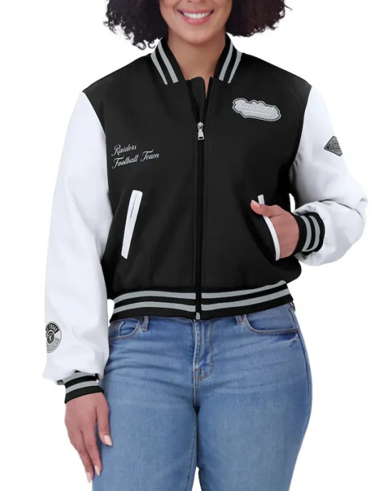 Black/White Las Vegas Raiders Varsity Full-Zip Jacket